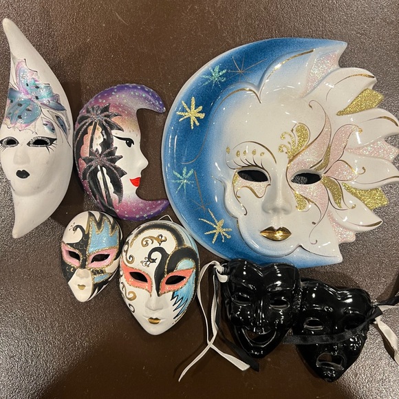 Italian Carnival Masks Vintage Venice Italy Carnevale Hand Painted - Picture 2 of 9